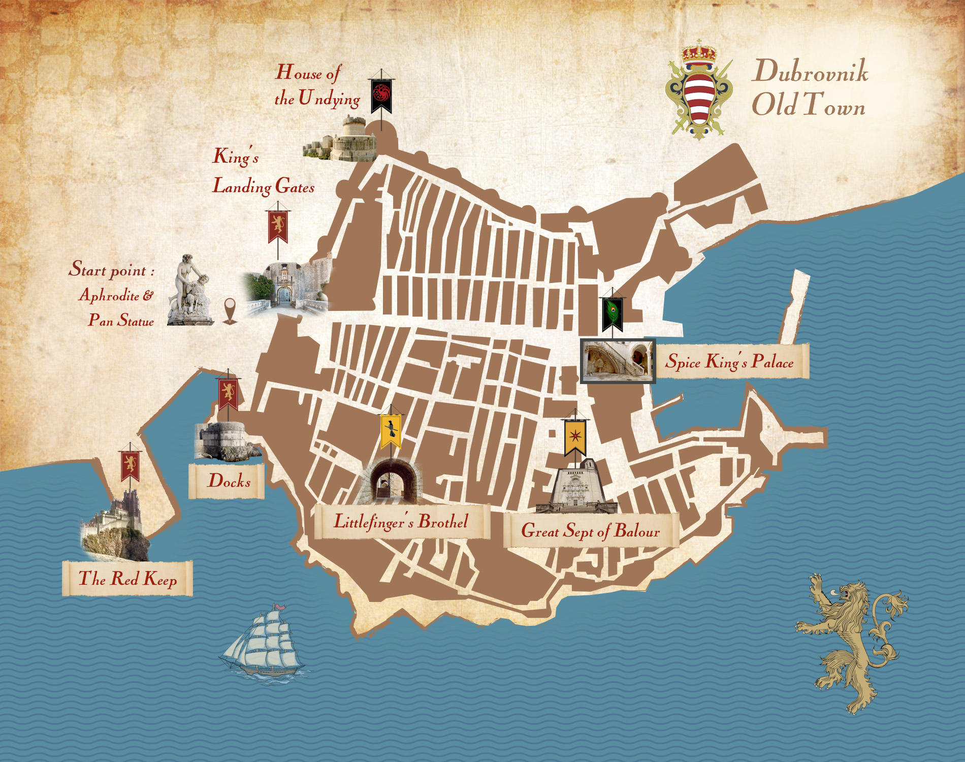 dubrovnik game of thrones tour map